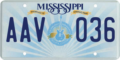 MS license plate AAV036