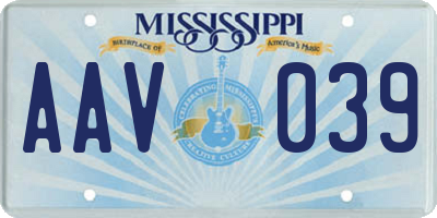 MS license plate AAV039