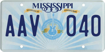 MS license plate AAV040