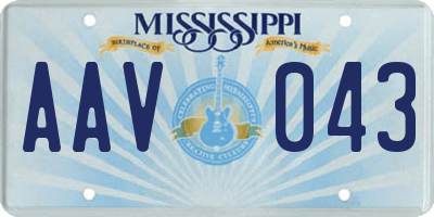 MS license plate AAV043