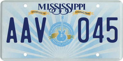 MS license plate AAV045
