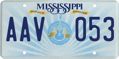MS license plate AAV053