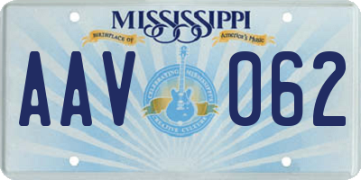MS license plate AAV062