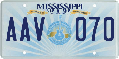 MS license plate AAV070