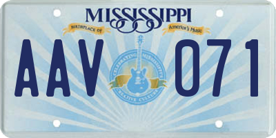 MS license plate AAV071