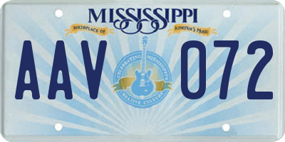 MS license plate AAV072
