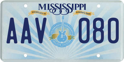 MS license plate AAV080