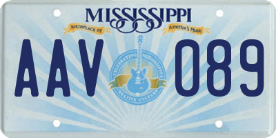 MS license plate AAV089