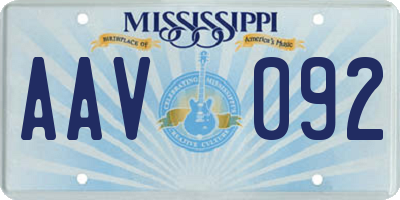 MS license plate AAV092