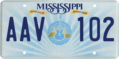 MS license plate AAV102