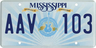 MS license plate AAV103