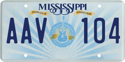 MS license plate AAV104