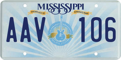 MS license plate AAV106