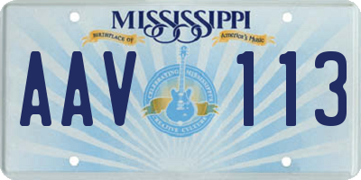 MS license plate AAV113