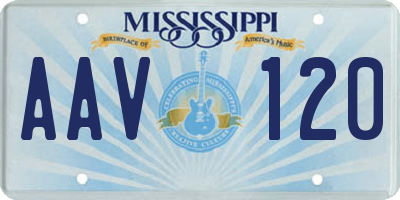 MS license plate AAV120