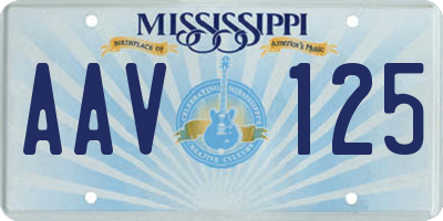 MS license plate AAV125