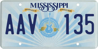 MS license plate AAV135
