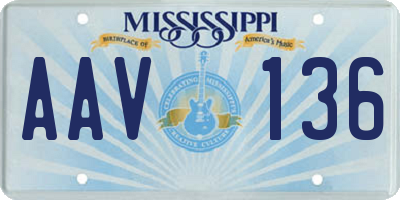 MS license plate AAV136