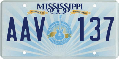 MS license plate AAV137