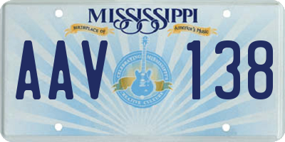 MS license plate AAV138