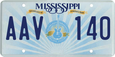 MS license plate AAV140