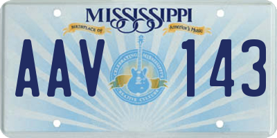 MS license plate AAV143