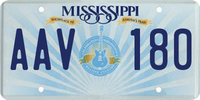 MS license plate AAV180