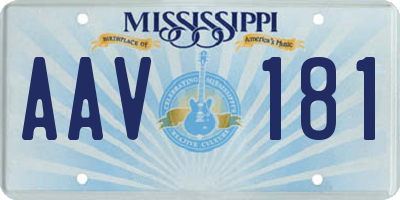 MS license plate AAV181