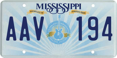 MS license plate AAV194