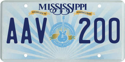 MS license plate AAV200