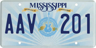 MS license plate AAV201