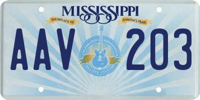 MS license plate AAV203