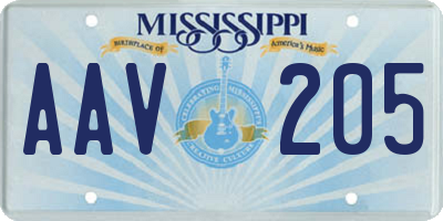 MS license plate AAV205