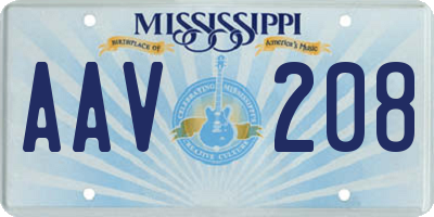 MS license plate AAV208