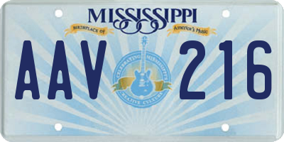 MS license plate AAV216