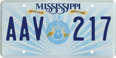 MS license plate AAV217
