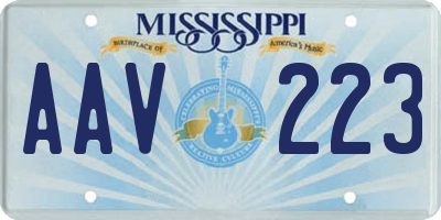 MS license plate AAV223