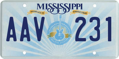 MS license plate AAV231