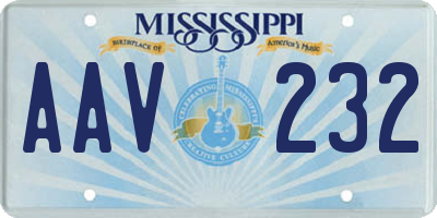 MS license plate AAV232