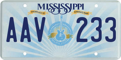 MS license plate AAV233