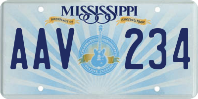 MS license plate AAV234