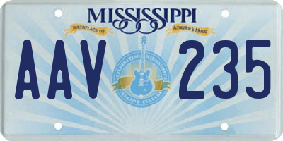 MS license plate AAV235