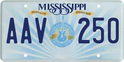 MS license plate AAV250