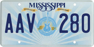 MS license plate AAV280