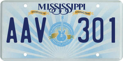 MS license plate AAV301