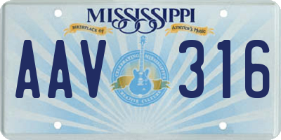 MS license plate AAV316