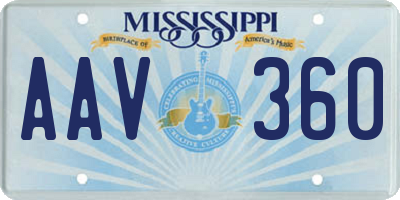 MS license plate AAV360