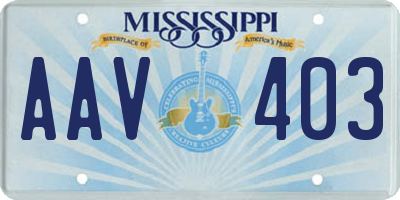 MS license plate AAV403