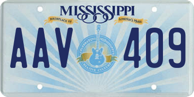 MS license plate AAV409