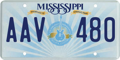 MS license plate AAV480